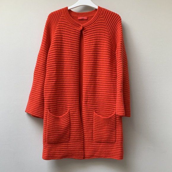laura biagiotti Sweaters - Laura Biagiotti Donna Pure Cashmere Cardigan Size UK 14 Orange Pockets Long